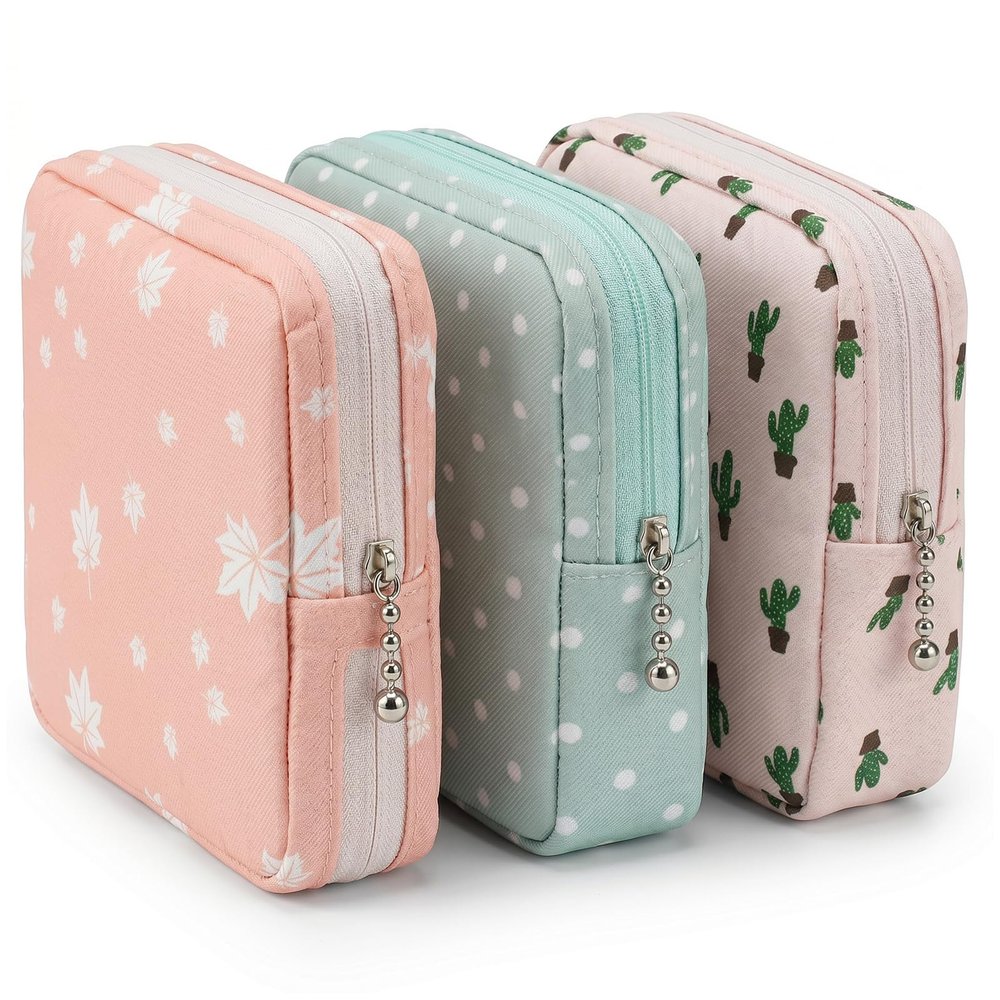 3Pcs Sanitary Napkin Storage Bag, Small Menstrual Period Bag Period Pouch Waterproof, Tampon Organizer Pouch Tampon Pad Holder for Purse, Pad Bags Feminine Care First Periods