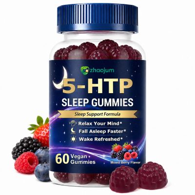 ZhaoJum 5HTP Sleep Gummies for Adults with Melatonin, L-Theanine and Magnesium, Sugar Free Calm Mood and Sleep Support Supplement, Helps Asleep Faster, Mixed Berry, 60 Count (Pack of 1)
