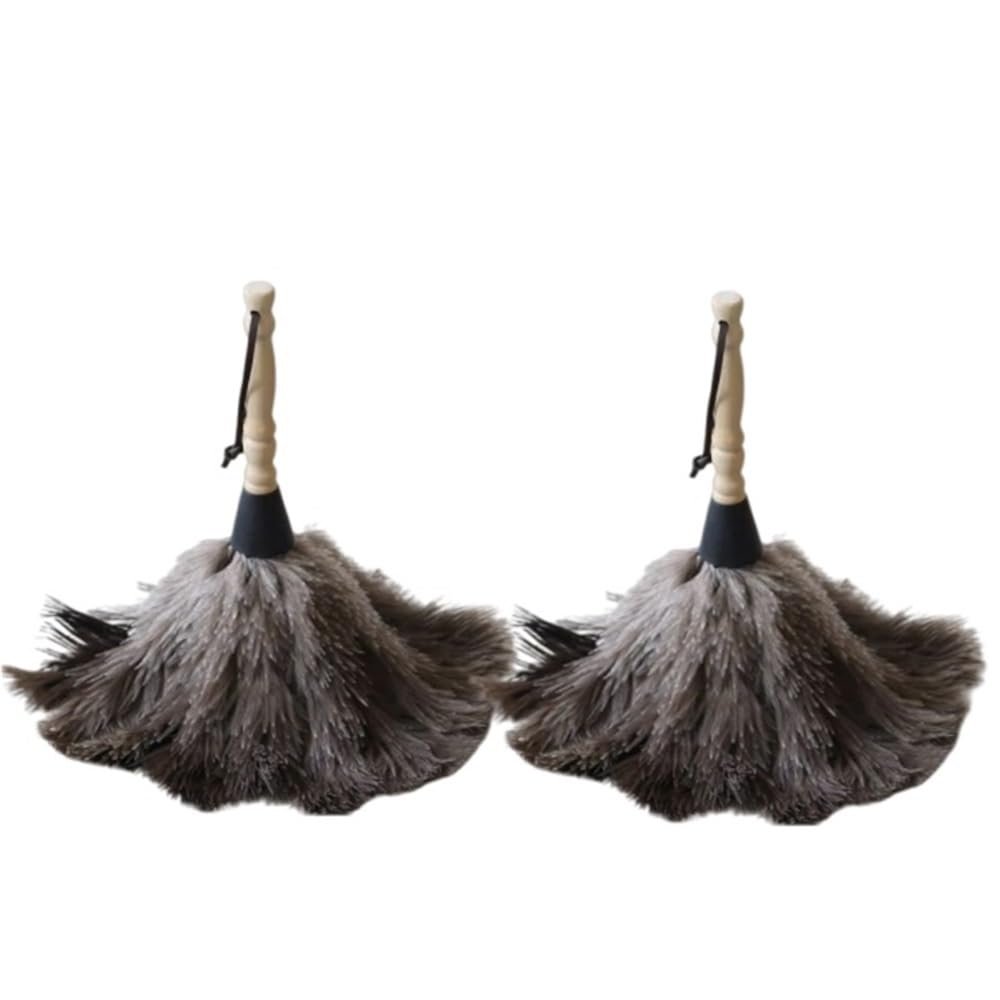 2PCS Wood Handle Dust Cleaning Brush Soft Duster for Home & Car Interior Cleaning, Furniture, Dashboard & Tight Spaces(Small)