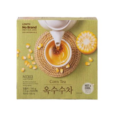 LENITH Korean Roasted Corn Tea, 100 Tea Bags, Nutty & Toasty Flavor, Hot or Cold Brew, 5.3 oz (150g), 1 Pack