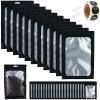 100-pack 7.8 x 11.8 Inch Large Mylar Bags with Clear Window Resealable Foil Pouches for Food Storage Smell Proof Edible Packaging Bag for Jewelry Small Business Shipping Bags, Matte black view 1