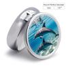 Dolphins Underwater Pill Organizer 3 Compartment Round Small Pill Box for Pocket Purse Portable Pill Case Travel Pill Container Compact Medicine Holder for Vitamin Cod Liver Oil Supplement view 2