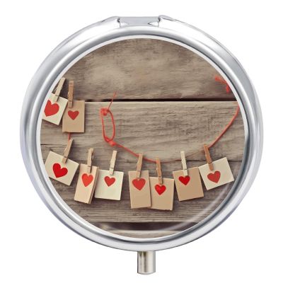 Decoration on Wooden Wall Pill Organizer 3 Compartment Round Small Pill Box for Pocket Purse Portable Pill Case Travel Pill Container Compact Medicine Holder for Vitamin Cod Liver Oil Supplement