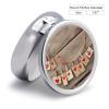 Decoration on Wooden Wall Pill Organizer 3 Compartment Round Small Pill Box for Pocket Purse Portable Pill Case Travel Pill Container Compact Medicine Holder for Vitamin Cod Liver Oil Supplement view 2