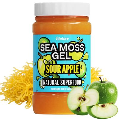 Biolore No Sugar Added Sour Apple Jam with Sea Moss, 8 oz Vegan, Natural Electrolytes & Minerals, Apple Fruit Spread, Made in USA