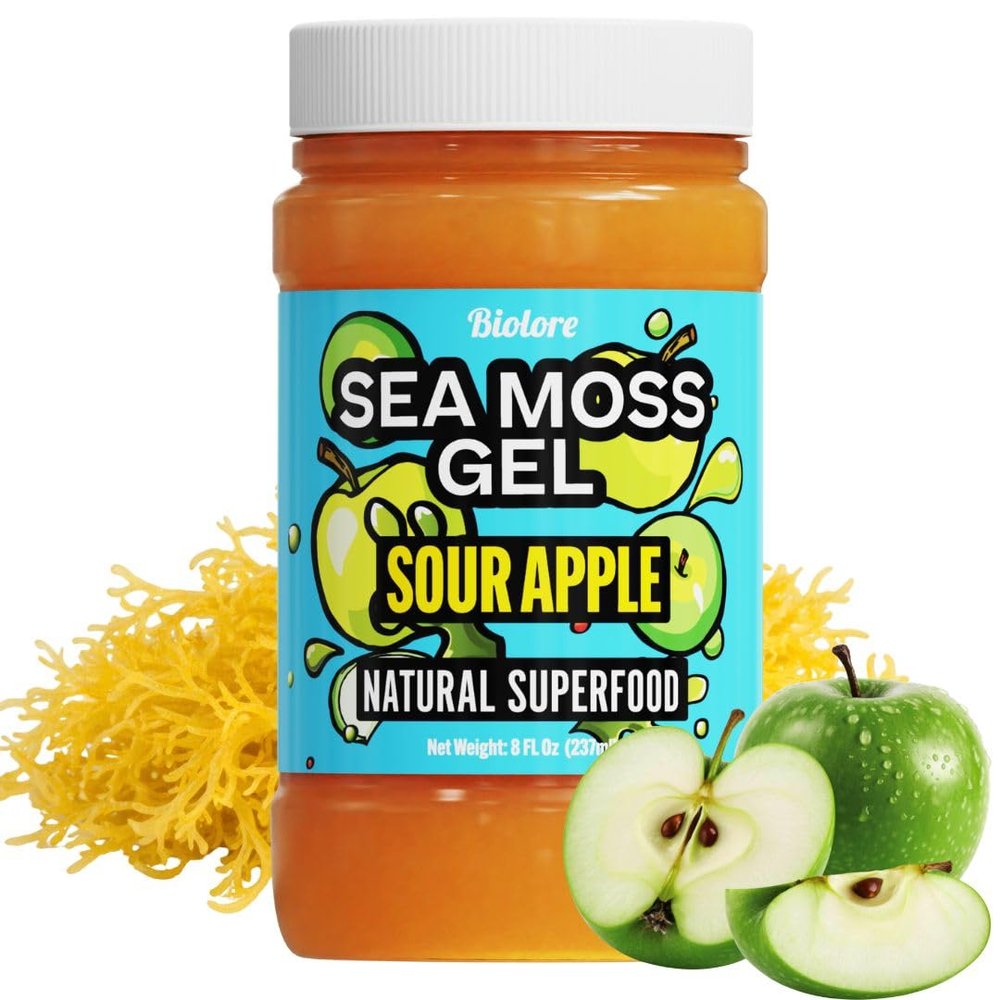 Biolore No Sugar Added Sour Apple Jam with Sea Moss, 8 oz Vegan, Natural Electrolytes & Minerals, Apple Fruit Spread, Made in USA