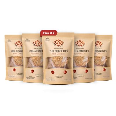 ALMOND N COMPANY Pure Almond Bites 10g Protein, White Chocolate Flavor, Grain-Free, Gluten-Free, Clean Ingredient Energy Bites, High Protein Snack for Kids & Adults, 4oz(5 Pack)