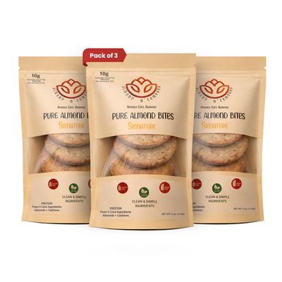 ALMOND N COMPANY Pure Almond Bites 10g Protein, Signature Saffron & Cardamom Flavor, Grain-Free, Gluten-Free, Vegan, Clean Ingredient Energy Bites, High Protein Snack for Kids & Adults, 4oz(3 Pack)