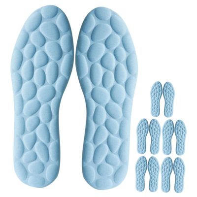 OSOLADY 6 Pairs Anti-Slip Shoe Insoles for Men and Women, Sweat-Absorbing 4d Pebble Texture, High-Elastic Shock-Absorbing Inserts for Standing Day, Blue Trim-to-fit Size 37/38