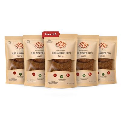 ALMOND N COMPANY Pure Almond Bites 10g Protein, Coffee Flavor, Grain-Free, Gluten-Free, Vegan, Clean Ingredient Energy Bites, High Protein Snack for Kids & Adults, 4oz(5 Pack)