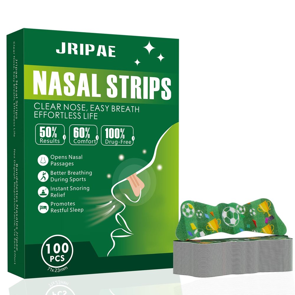 Extra Strong Nasal Strips for Snoring Relief (100 Count) - Instant Nasal Congestion Relief for Better Sleep & Exercise, Nose Strips Drug-Free, Skin-Friendly & Strong Hold - Deep Green, Large