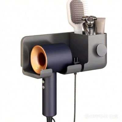 HJIAYUESS Bathroom hair dryer wall mounted non perforated storage bracket, bathroom air duct storage rack, strong load-bearing capacity