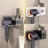 HJIAYUESS Bathroom hair dryer wall mounted non perforated storage bracket, bathroom air duct storage rack, strong load-bearing capacity view 2