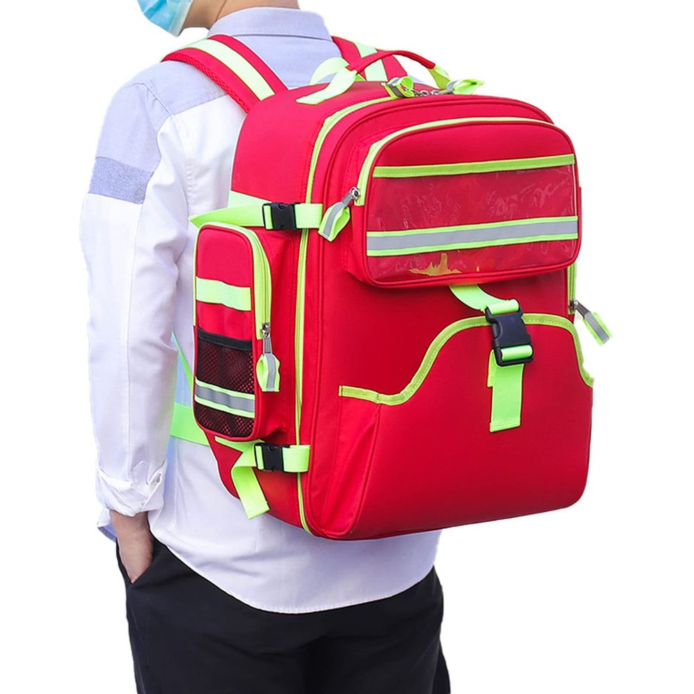 Emergency Backpack Empty,First Responder Aid Bag with Reflective Strip for Boat Car Camping Hiking Travel & Backpacking