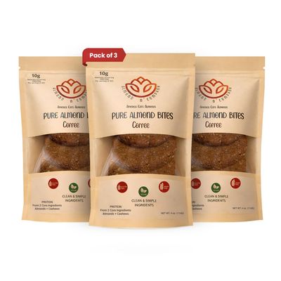 ALMOND N COMPANY Pure Almond Bites 10g Protein, Coffee Flavor, Grain-Free, Gluten-Free, Vegan, Clean Ingredient Energy Bites, High Protein Snack for Kids & Adults, 4oz(3 Pack)