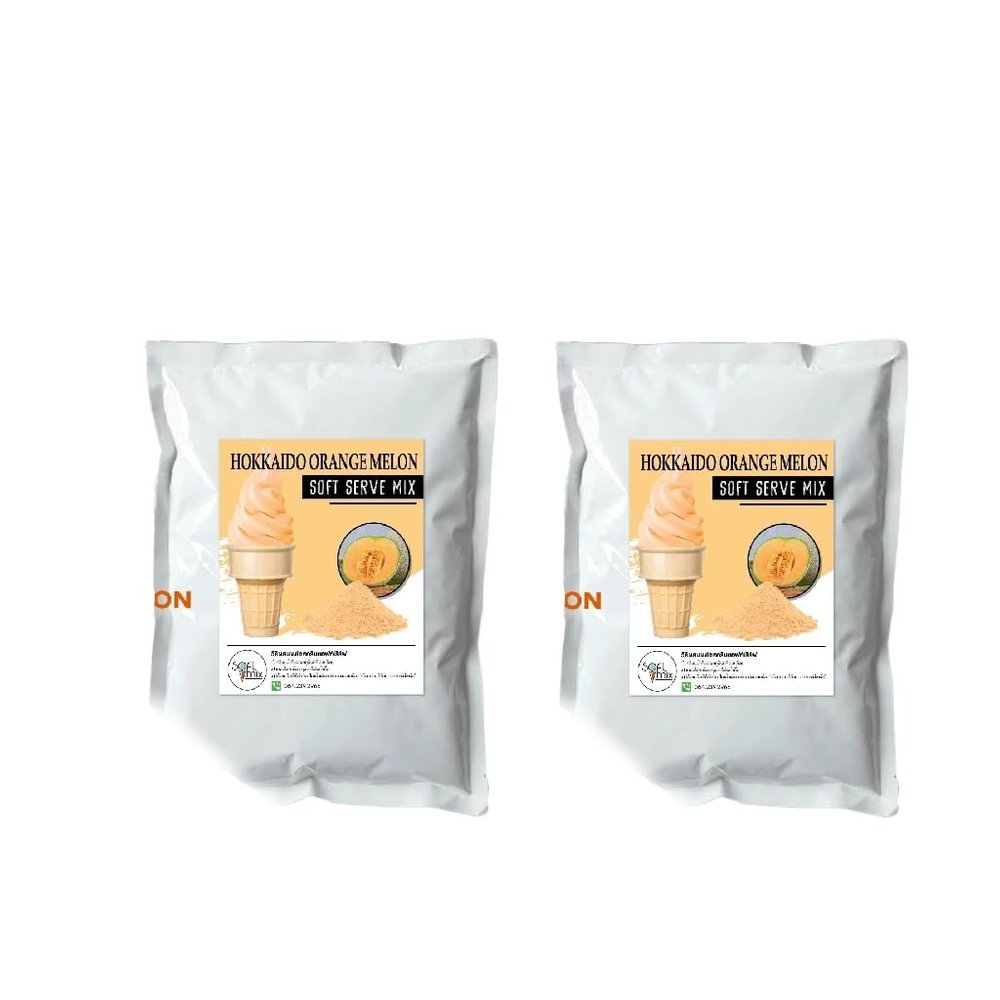 (Pack of 2) Soft Serve Ice Cream Mix Powder, 1 kg Resealable Pouch, Just Add Water Soft Serve Base, Makes Approx. 3.5 kg Ice Cream, Yield 5860 Small Cones, For Commercial & Home Soft Serve Machines (Hokkaido Green Melon)