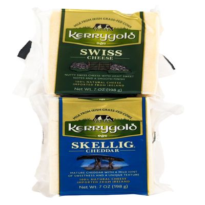 Swiss & Skellig Cheddar Cheese, Imported Irish Cheese Made with Grass-Fed Cows Milk, Nutty & Sharp Flavor - 7 oz each (Pack of 3)