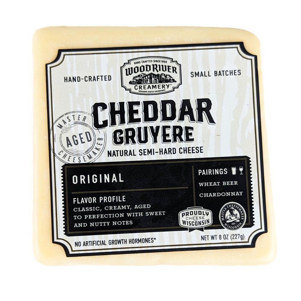 Cheddar and Gruyere Cheese Blend, Gourmet Artisan Cheese Mix, Rich & Savory Flavor - 8 oz (Pack of 4)