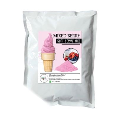 (Pack of 2) Soft Serve Ice Cream Mix Powder, 1 kg Resealable Pouch, Just Add Water Soft Serve Base, Makes Approx. 3.5 kg Ice Cream, Yield 5860 Small Cones, For Commercial & Home Soft Serve Machines (Mixed Berry)