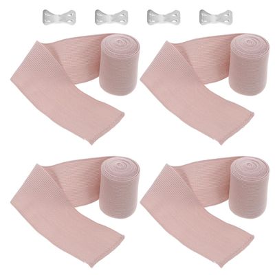 Veemoon 4pcs Elastic Bandage Wraps with Fasteners, Skin Color High Stretch Compression Bandages for Ankle Knee Wrist Support, Sports Injury Self-Closing Wraps for Gym and Outdoor Use