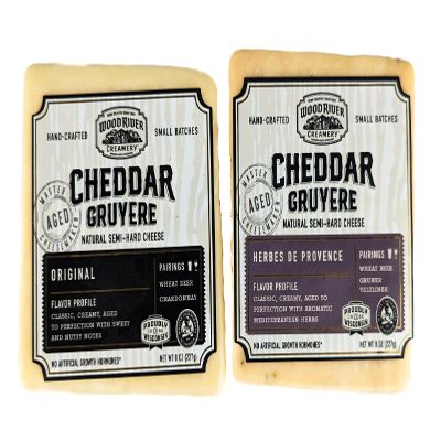 Cheddar and Gruyere Original and Herbs de Provence Cheese Blend, Gourmet Artisan Cheese Variety Pack, Rich & Herb-Infused Flavors - 8 oz Each (Pack of 2)