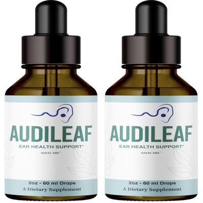 (2 Pack) Audileaf Drops Advanced Audileaf Drops Liquid Premium Formula All Natural Ear Health Support, AudileafDrops Daily Support Maximum Strength General Health & Wellness, 2 Bottles for 2 Months