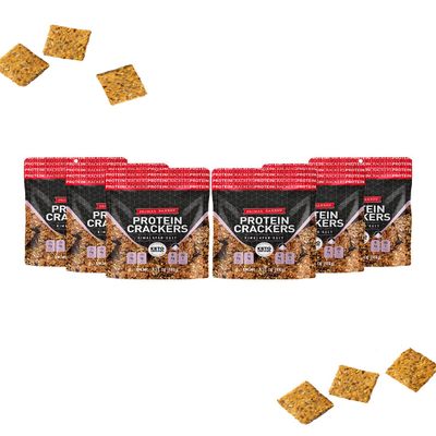 Primal Bakery High-Protein Crackers, Himalayan Salt - 6 Pack | 11g Plant-Based Protein per Serving | 6g Gut-Friendly Fiber, 0g Added Sugar | Savory Keto-Certified Vegan Snack for Dips, Soup Toppers & Snack Plates