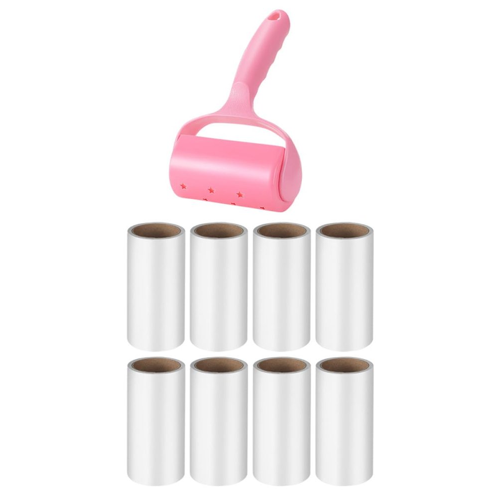 MAGICLULU Sticky Hair Cleaning Rollers Lint Roller 9pcs Set with Handle and Dust Cover Portable Pet Hair Remover for Clothes and Upholstery Household Use