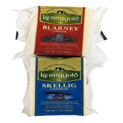 Blarney & Skellig Cheddar Cheese, Imported Irish Cheese Made with Grass-Fed Cows Milk, Creamy Mild & Sharp Flavor - 7 oz each (Pack of 2)