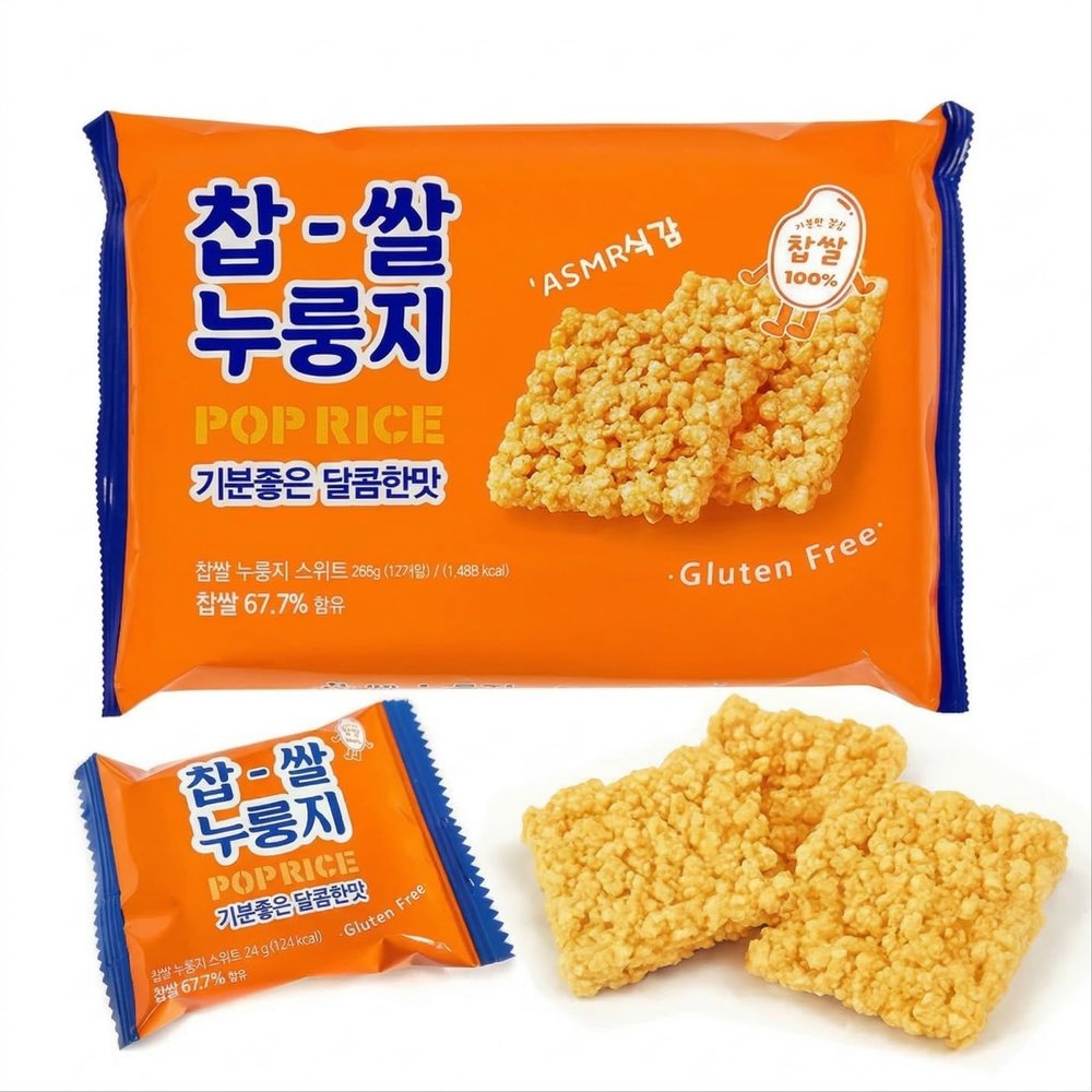 Korean Sweet Nurungji Pop Crackers () Crispy Glutinous Rice Snack, Healthy Roasted, ASMR Texture, Individually Packed (Sweet Nurungji Pop - 10.2oz (288g))