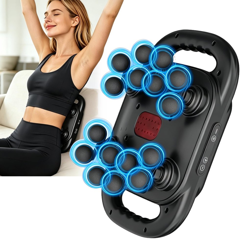 16 Head Massage Gun, Deep Tissue Percussion Massager for Back, Legs, Shoulders, Feet, Neck, Waist, Arms, Muscle Relief Body Massager with 9 Modes and 9 Intensities for Men and Women (Black)