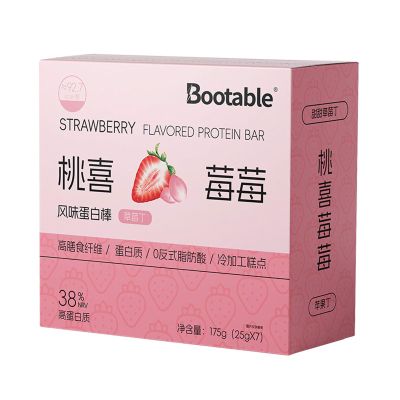 Fruit-Flavored Protein Bar Snack Bar | 5.75g Protein per Bar | Approx. 92.7 Calories (7 Bars per Box; 25g per Bar) (1, Strawberry Flavor)