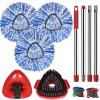 Spin Mop Replacement Head Set for O Ceda Mop RinseClean 2-Tank System, 3 Pack Mops Heads Replacements + Scrub Brush + 30-58" Handle & Base, Microfiber Mops Head Floor Mop Refill Kit view 1