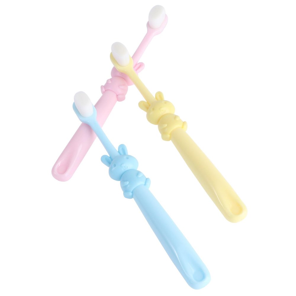 DOITOOL 3pcs Toothbrush Set for Ages 2-8, Gentle Thin Bristles Manual Toothbrushes with Rabbit Handle, Oral Care Tool for Gentle Cleaning and Healthy Teeth