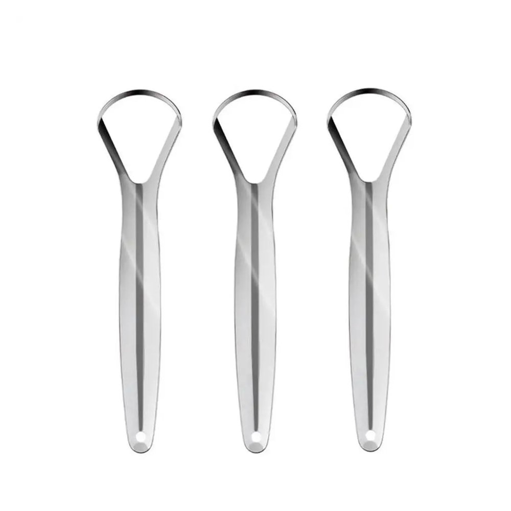 1/3/5/10Pcs Portable Single Layer Tongue Scraper Reusable Stainless Steel Fresh Breath Maker(3pcs)