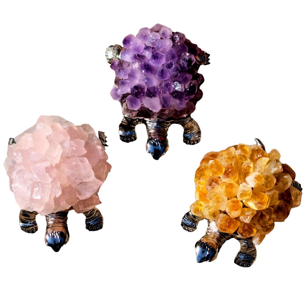 NsmjodStone Crystal Cluster Tortoise - Chakra Reiki Amethyst and Citrine Healing Stone, Raw Mineral Specimen for Home Decor, Carving Collection Spiritual Gift (Rose Quartz)