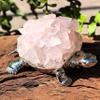 NsmjodStone Crystal Cluster Tortoise - Chakra Reiki Amethyst and Citrine Healing Stone, Raw Mineral Specimen for Home Decor, Carving Collection Spiritual Gift (Rose Quartz) view 3