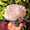 NsmjodStone Crystal Cluster Tortoise - Chakra Reiki Amethyst and Citrine Healing Stone, Raw Mineral Specimen for Home Decor, Carving Collection Spiritual Gift (Rose Quartz) view 4