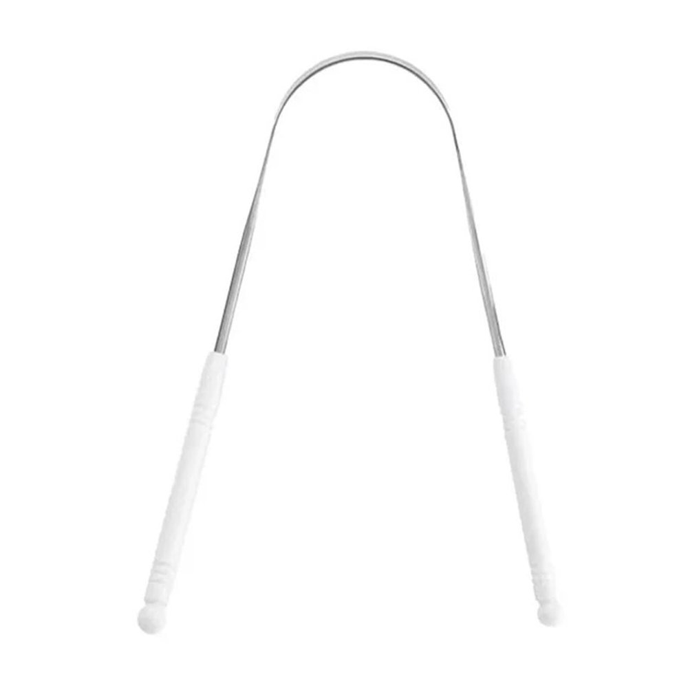1pcs Stainless Steel Tongue Scraper with Storage Case(White)