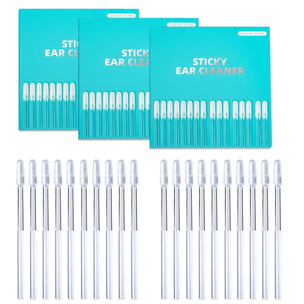 72/120/240PCS Sticky Earwax Removal Stick, Disposable Adhesive Ear Cleaning Sticks, Soft Silicone Ear Wax Removal Tools (3Box(72pcs))