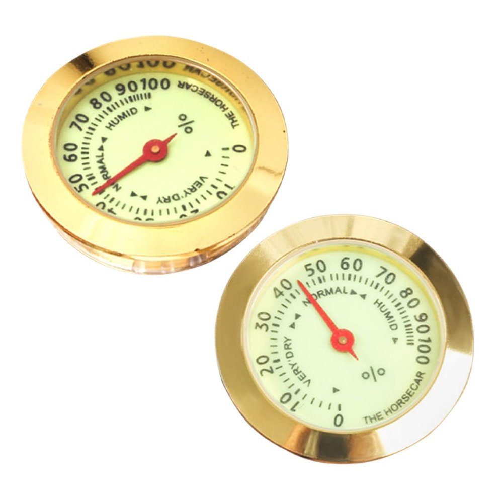 Alasum 2pcs Small Analog Hygrometer for Cigar Humidor and Guitar Humidor Mechanical Round Analog Humidity Gauge Night Light Function for Accurate Moisture Monitoring