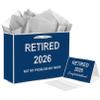RTMISA 2026 Retirement Gift Bag with Tissue Paper and Greeting Card 2026 Retired Gifts Wrapping Bag for Men Women Coworker Teacher, Blue & Silver Retirement Party Decorations Supplies view 1