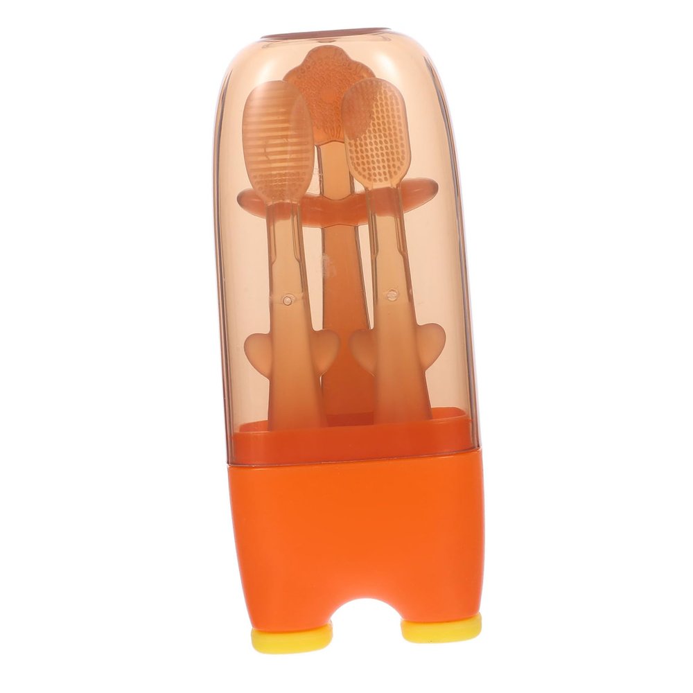 Baluue Silicone Tongue Cleaner and Toothbrush 3pcs, Soft Newborn Oral Care Set for Mouth Cleaning and Teething Massage