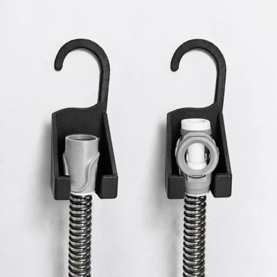 2 Pack CPAP Hose Holder for Drying One Piece Anti Slip CPAP Tube Hanger for Cleaning, Shower Drying Hook Fits 15mm & 19mm Tubing (Black)