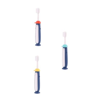 COOPHYA 3pcs Cartoon Toothbrush Set Soft Bristles Teeth Cleaning Brush for 3-12 Years Oral Care with Colorful Handles (Blue, Yellow, Red) Random Color