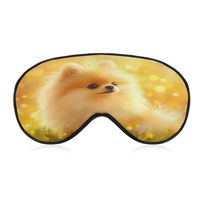 Cute Fluffy Pomeranian Sleep Mask Soft Eye Masks Light Blocking Eye Cover for Women Men