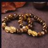 Feng Shui Wealth for Men Yellow Tiger Eye Stone Stretchy Bangle Hand Carved Mantra Bead Talisman for Prosperity Money Good Luck,12MM view 4