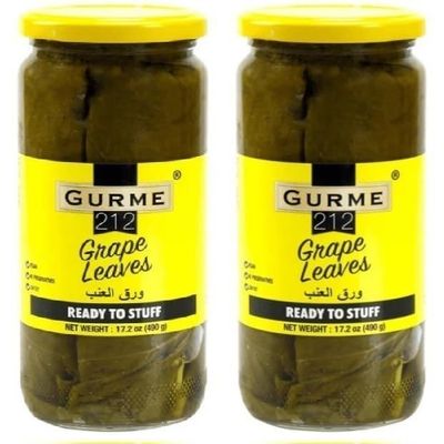 Gurme Grape Leaves, Ready to Stuff, Vine Leaves in Brine, 17.2 oz, Pack of 2