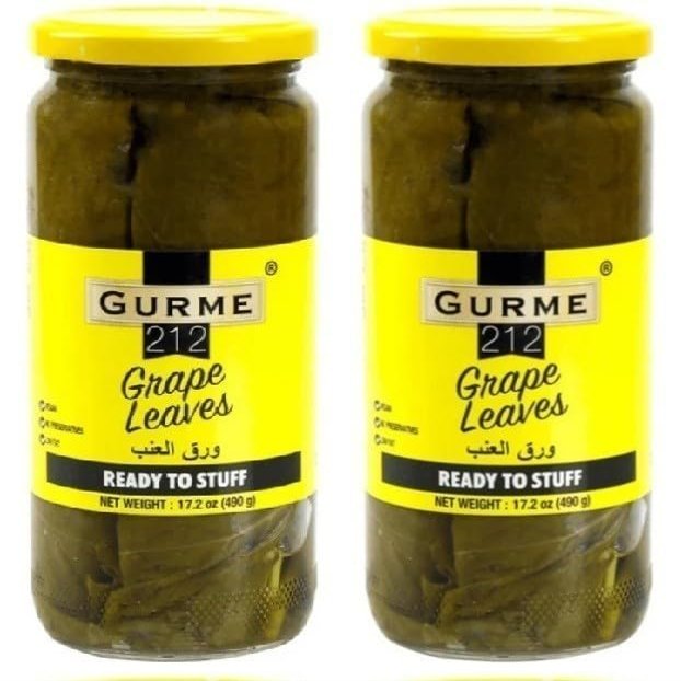 Gurme Grape Leaves, Ready to Stuff, Vine Leaves in Brine, 17.2 oz, Pack of 2