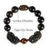 Feng Shui Dragon Gold Obsidian Natural Gemstone Crystal Wealth Amulet Good Luck for Women Men,Single,14mm view 2